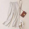 Women Cotton Linen Wide Leg Pants Female Summer Pants Full Length Casual Pants Fashion Solid Loose High Waist Straight Trousers