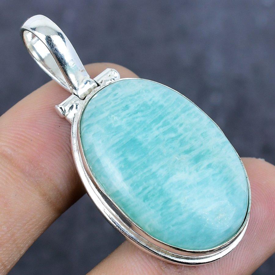 Амазонит Драгоценный камень Ручная работа Серебро 925 пробы Ювелирная подвеска 1,89" i1r23