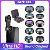 APEXEL 10 In 1 Phone Camera Lens Kit Fisheye Wide Angle Macro Lens CPL Filter Kaleidoscope and 2X Telescope Lens for Smartphone