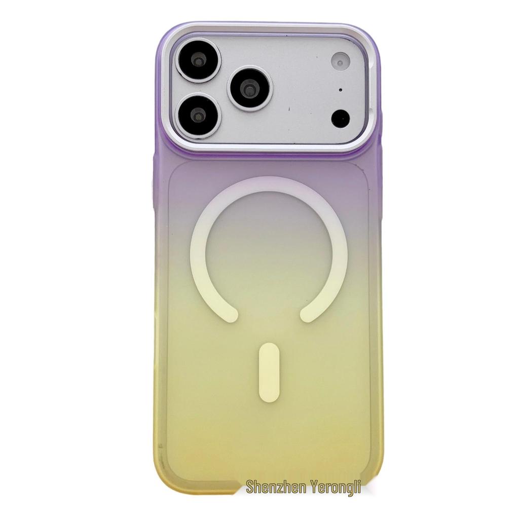 iPhone 17 Pro Max Градиентный Магнитный Защитный Чехол с Матовой Поверхностью и Металлической Рамкой