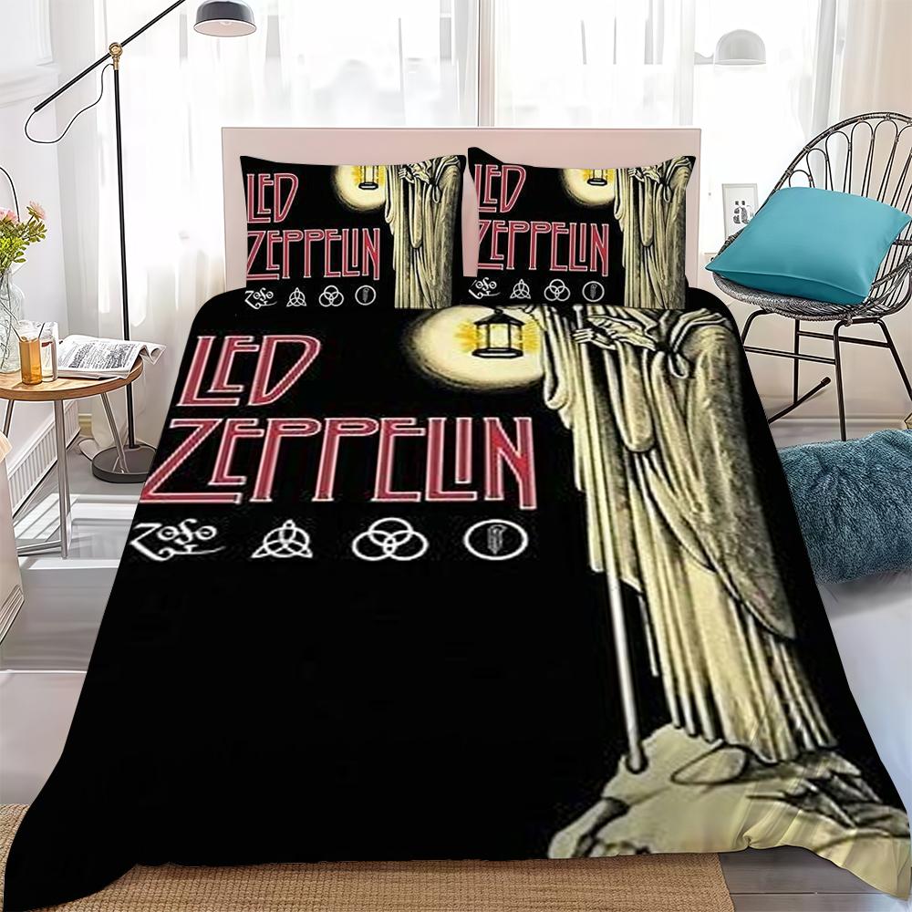 Комплект постельного белья с принтом группы Led Z-Zeppelins, домашний стиль, мягкий хлопок, 3 предмета, подарок для студенческого общежития