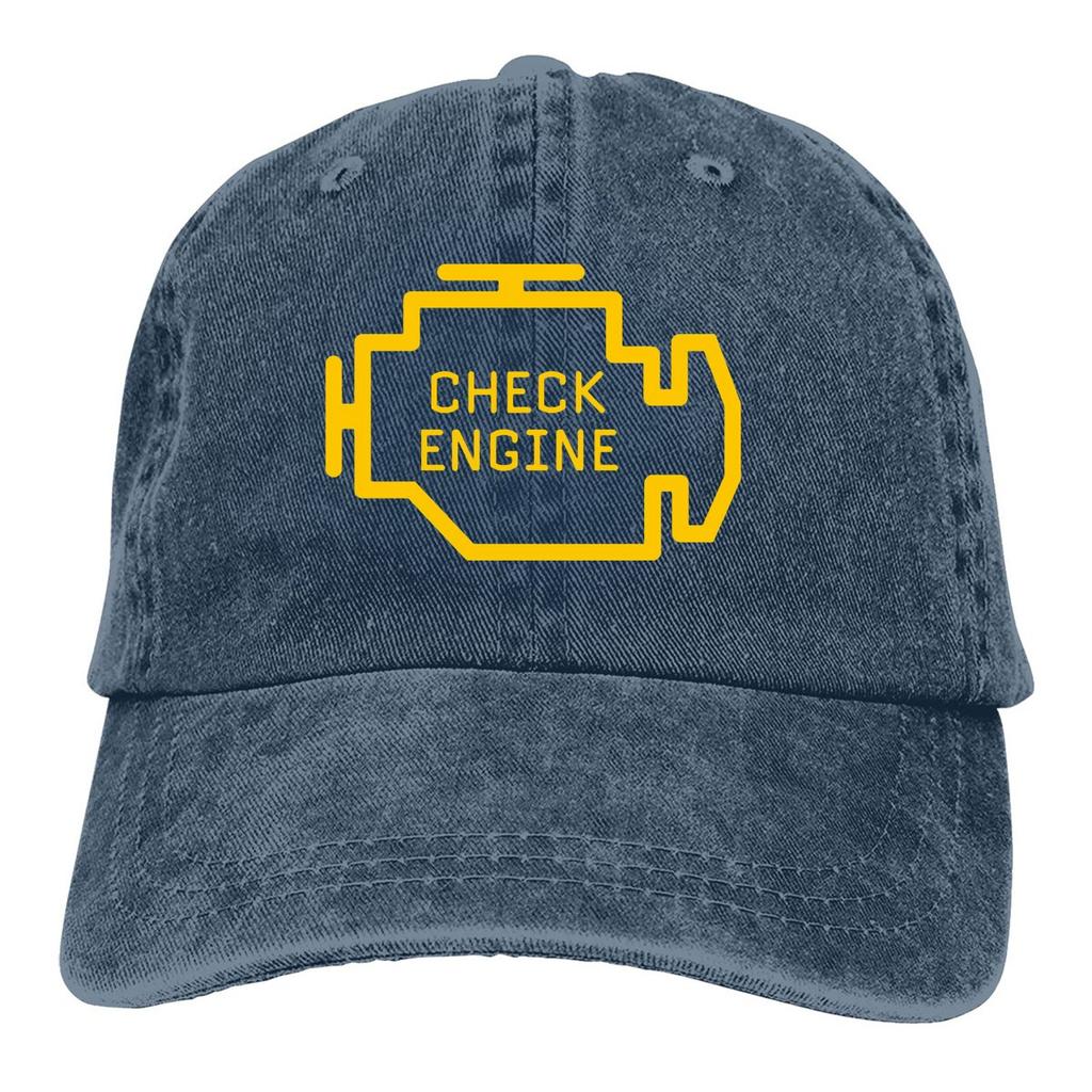 Washed Unisexs Baseball Cap Check Engine Trucker Snapback Caps Dad Hat Check Engine Light Golf Hats