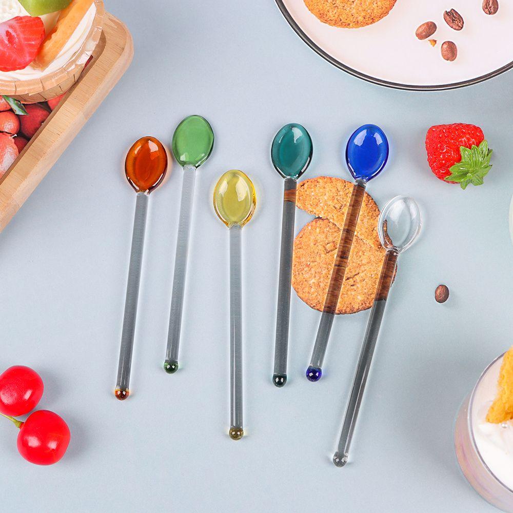 Новая красочная посуда Кофейные ложки Стеклянные ложки для чая с длинной ручкой