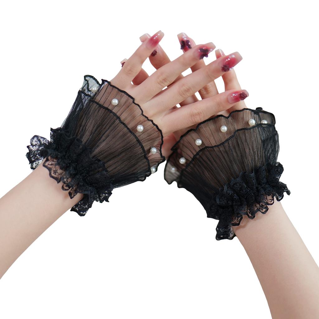 Elegant Pearl Lace Cuffs Sleeves Wrist Cuffs For Nail Art Photography And Fashion Decorative Sleeves Hand Accessories