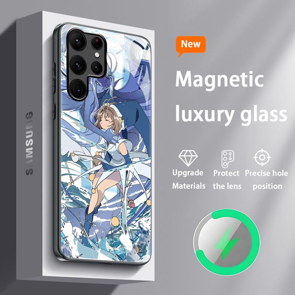 Прекрасный чехол для телефона Cardcaptor Sakura для Samsung S25 S24 S23 S22 S21 S20 Plus Ultra Note20 Стеклянный магнитный чехол