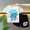 Cartoon Robot 67 Print T-Shirt & Shorts Set for Kids Boys Girls Summer Cotton Casual Outfit Game Theme Gift