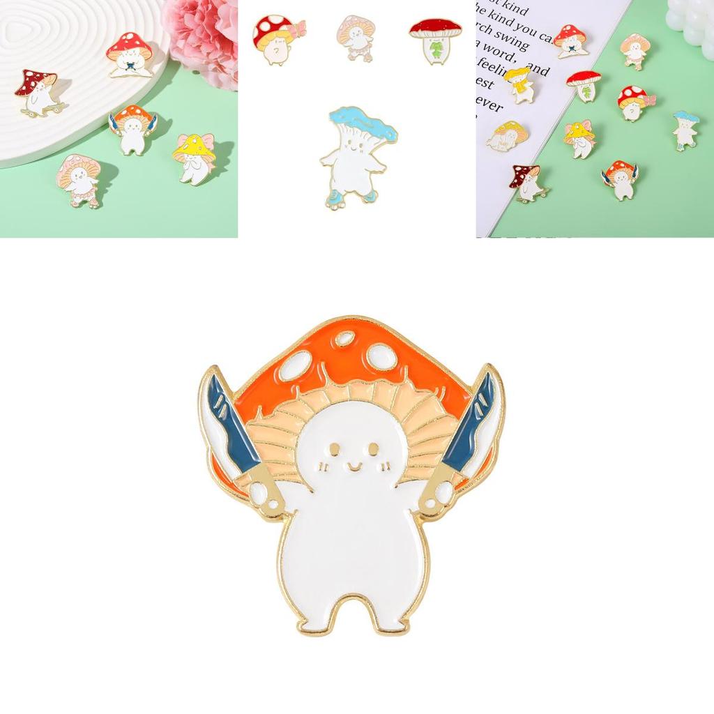 Очаровательная брошь-гриб Милый металлический значок Модный аксессуар для одежды и сумок