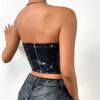Shiny Sequin Waist Shaper Black Female Street Wear Corset Bustier Top  Women's Clothing Accessories