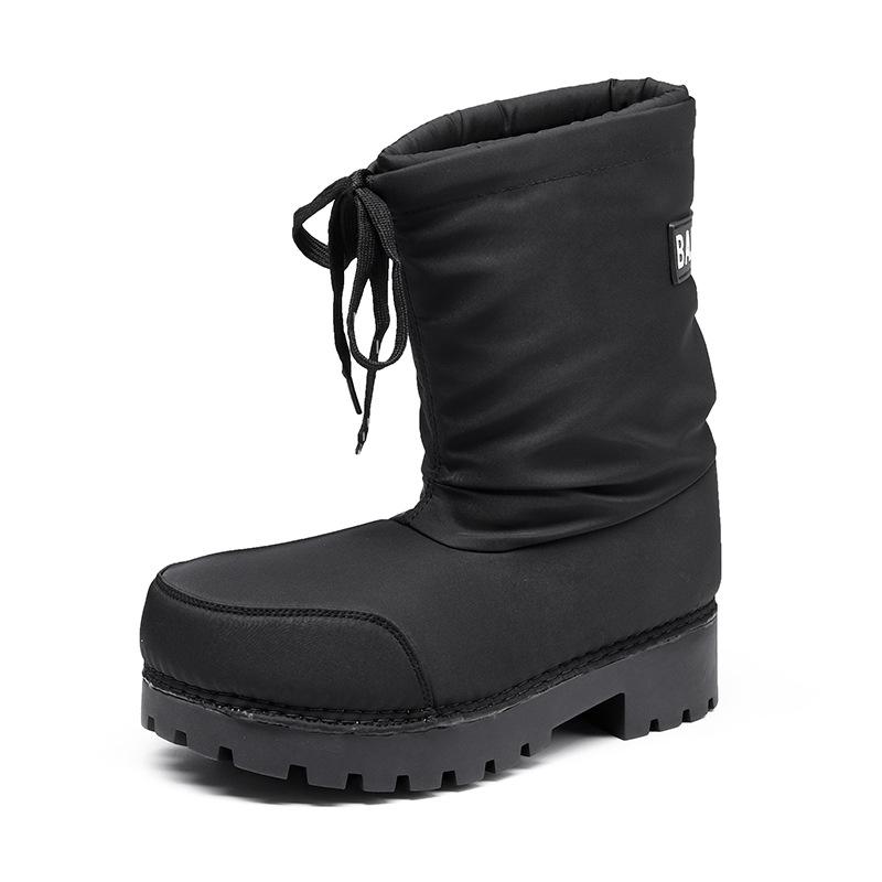 Women's 2024 Winter Fashion Boots: Thick-Soled, Warm, Short-Tube, Cotton Snow Boots with Unique Design and Drawstrings.