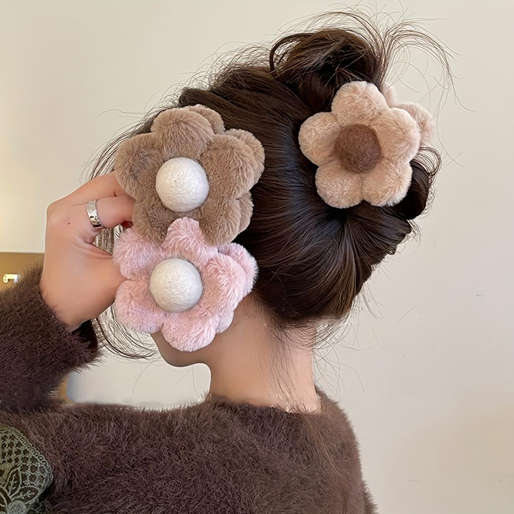 1 шт. Плюшевый цветок заколка-краб для волос Осенне-зимнее очарование Заколка для волос Милые милые аксессуары для волос