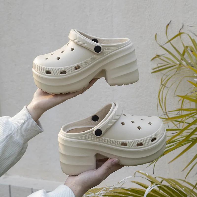 Туфли на высоком каблуке женские сабо летние модные босоножки на платформе Eva с толстой подошвой садовые туфли женские нескользящие пляжные сандалии