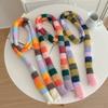 Yousheng Rainbow Striped Scarf Women Long Skinny Fuzzy Fluffy Neckerchief Knit Thin Scarf Autumn Winter Knitting Scarf Outfit Accessories