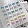 50Pcs Pearlescent 3D Nail Art Bow Charm For Nails Decoration Design Kawaii Manicure Accessories Bow-knot DIY Craft Supplies