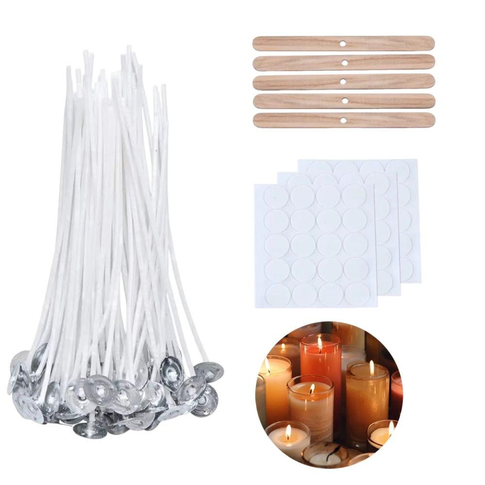 165Pcs Wick Holders Candle Wicks Set Pre Waxed Soy Oil Wax Core Waxed Cotton Wicks Soy Wax