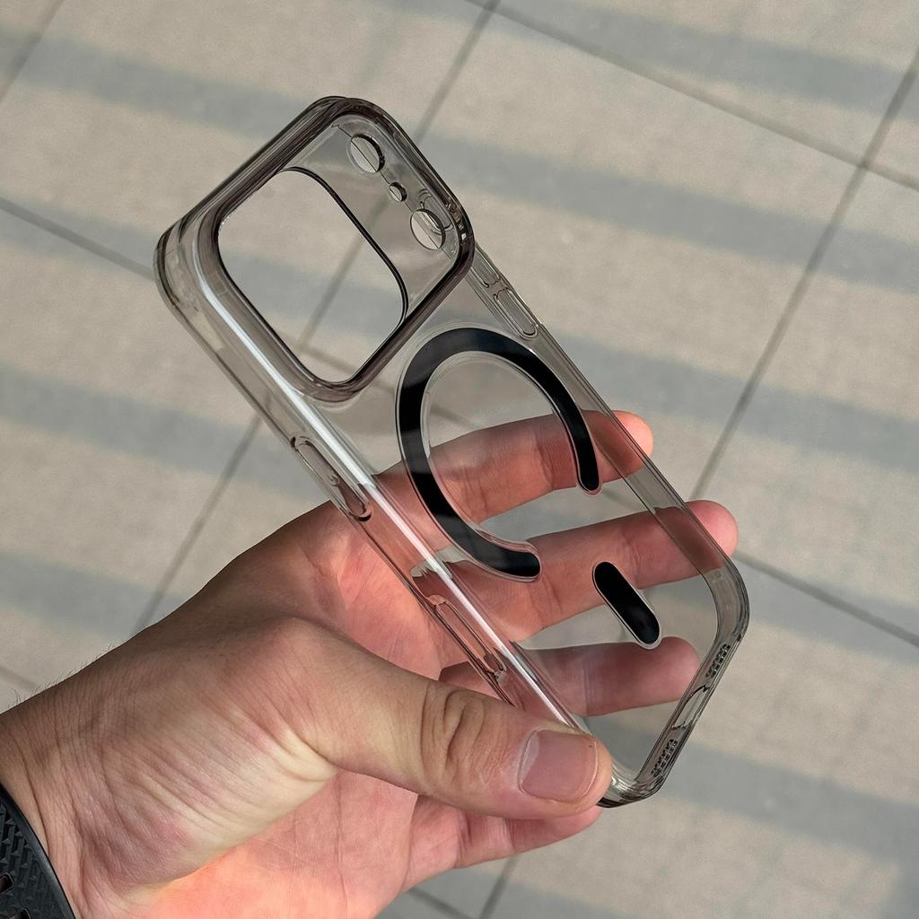 Глянцевый Магнитный Чехол с Поддержкой Magsafe Беспроводной Зарядки для iPhone 17 Air 16 15 14 Plus 13 12 Pro Max Прозрачный Жесткий PC Тонкий Чехол
