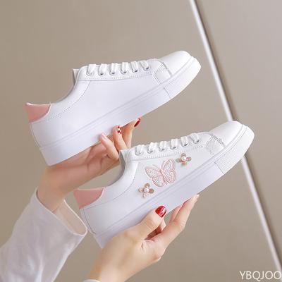 Женская новая белая обувь Модные дышащие балетки Повседневные кожаные туфли на шнуровке Удобные универсальные женские кроссовки