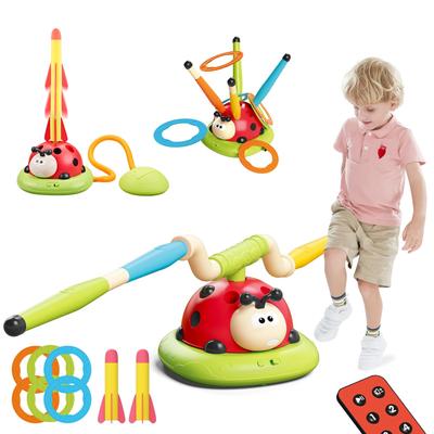 MAVEKID 3 в 1 электрическая скакалка для детей, малышей, кемпинг, ракетная установка, игрушка для метания колец, набор для метания колец, игрушка «Божья коровка» с музыкой, товары для игр на открытом воздухе
