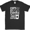 Футболка «Кошки Книги и Кофе» Смешной Котенок Животное Домашний питомец Юмор Подарок Футболка