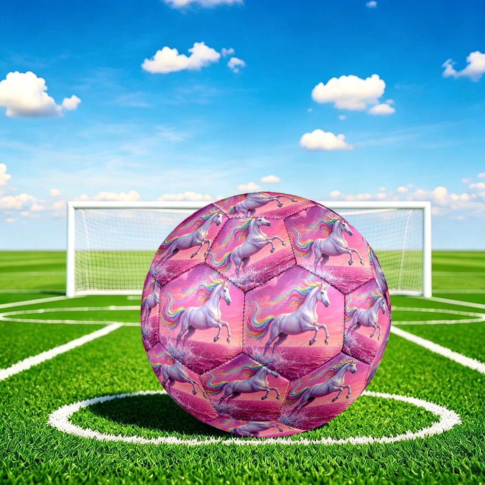 1pc Rainbow Unicorn Fantasy Theme Soccer Ball Football, Size 5, Lightweight PVC, Durable Outdoor Training Soccer Ball, Gift m61491