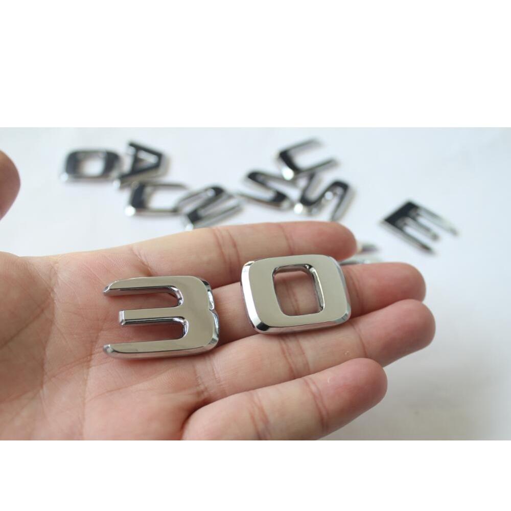 Chrome Letters C32 C43 C55 C63 Symbols V8 BITURBO 4MATIC Sticker for Benz AMG W204 W205 Trunk Fender Emblems AX1