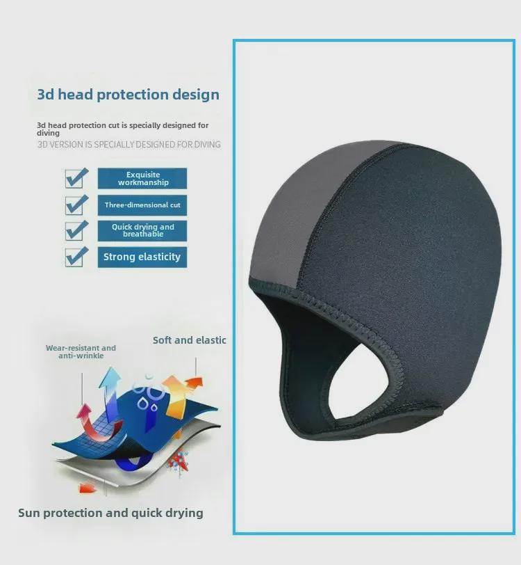 Унисекс 3 мм кепки для дайвинга: Теплый, морозостойкий, солнцезащитный, быстросохнущий головной убор для серфинга, сноркелинга и зимнего плавания.
