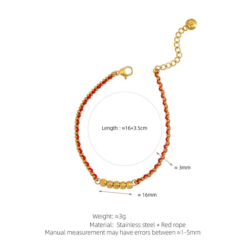 Новогодний красный браслет ручной работы для женщин с золотыми бусинами - подарок от Tai Sui.