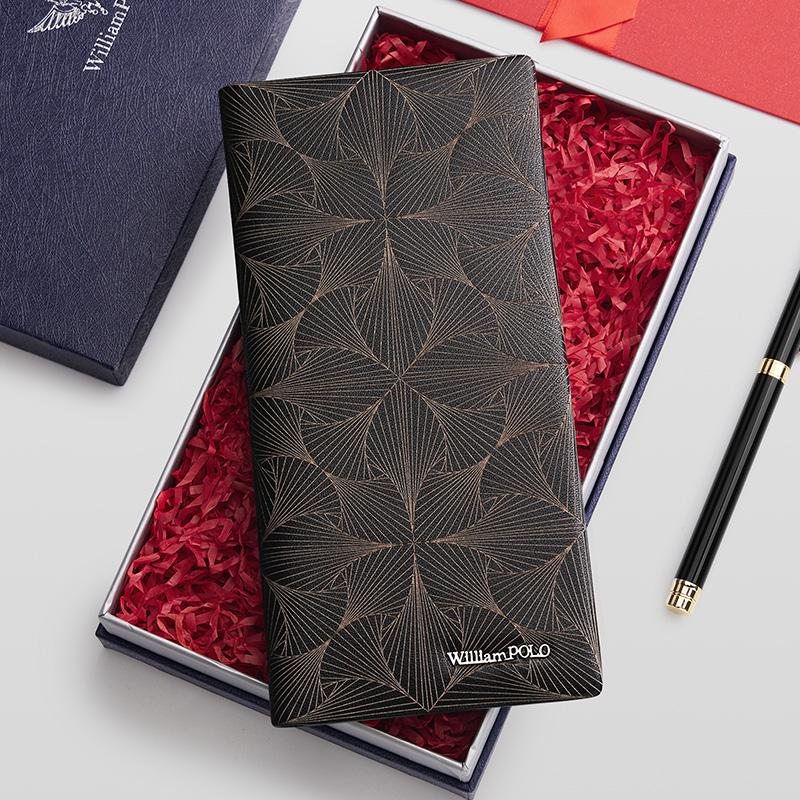 WILLIAMPOLO мужской длинный кошелек ID Card Holder Элитный брендовый кожаный мужской кошелек кошелек для карт для мужчин кошельки праздничные подарки