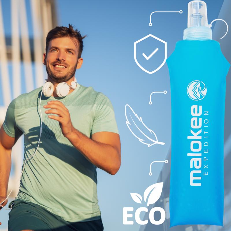 Soft Flask Water Bottle 500 Lightweight Foldable Bottle for Running Trekking Cycling