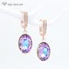 Fashion Elegant Egg Shape Oval Crystal Drop Earrings For Women Wedding Rose Gold Color Classic Jewelry