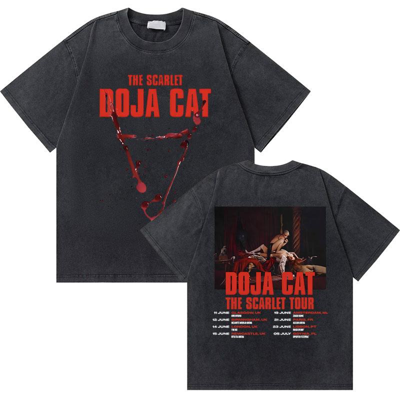 Washed Old Vintage Rapper Doja Cat Planet Her Graphic Tshirt Men Women Hip Hop Oversized Tees Short Sleeve Male Fashion Tshirt