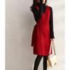 2025 Retro High-Waist Woolen Suspender Dress: Autumn/Winter Slimming Sleeveless Skirt