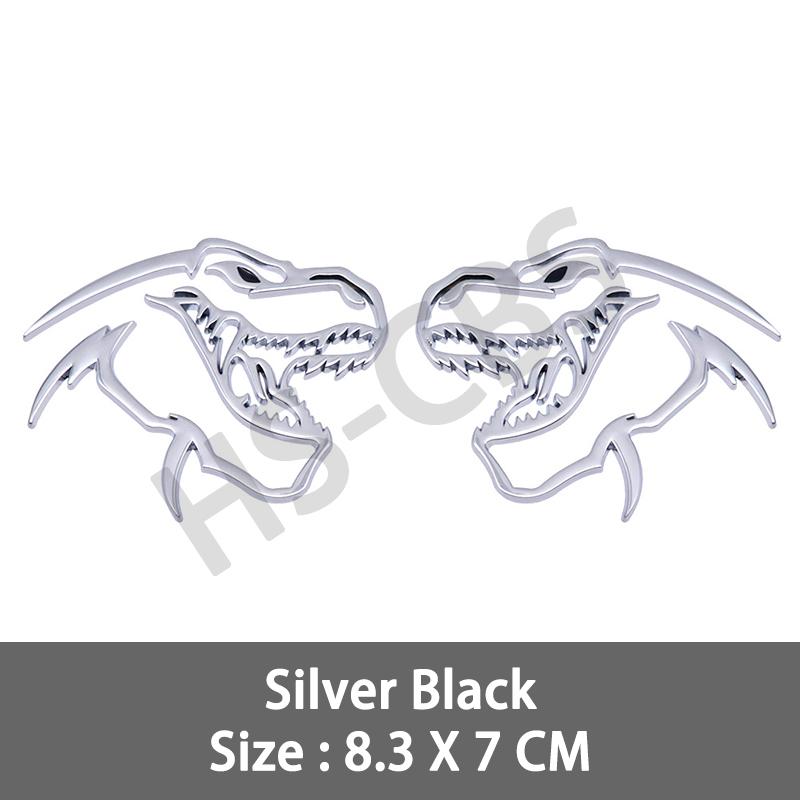 2Pcs Metal Hollow Style Tyrannosaurus Rex Totem Badge Dinosaur Head Emblem Stickers For TRX Raptor Accessories