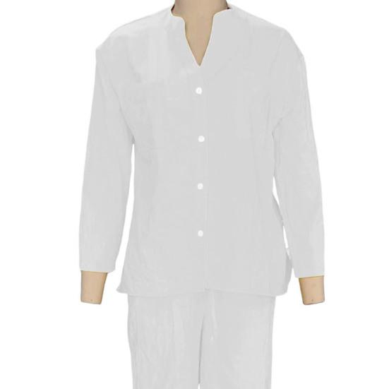 2Pcs/Set Women Shirt Pants Set Solid Color Long Sleeves Single-breasted V Neck Blouse Elastic Waist Loose Wide Leg Trousers Casual Commute Clothes