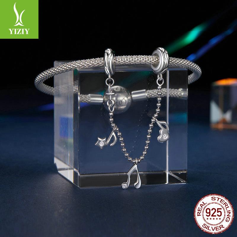 Personalized Trend Music Note Silicone Positioning Safety Chain, Simple And Fashionable 925 Sterling Silver Bracelet String Decoration