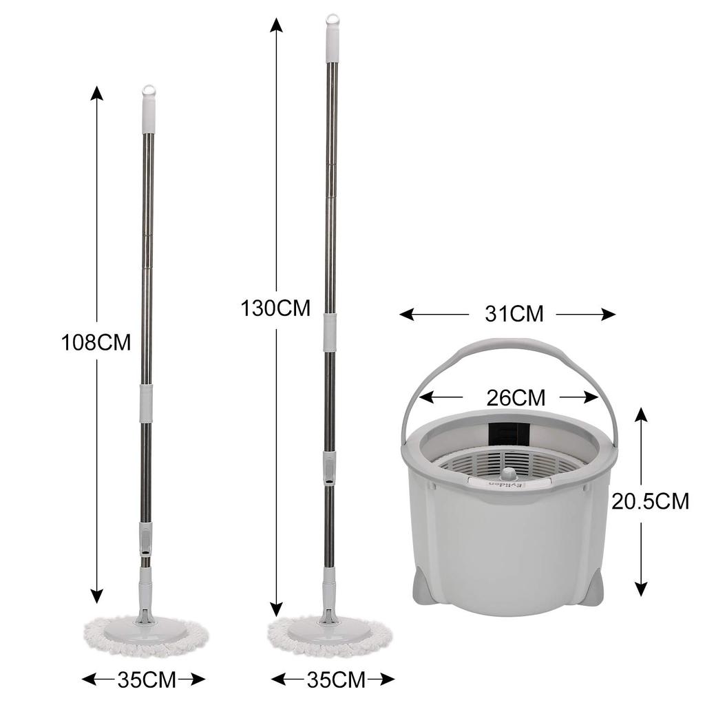 Rotating Mop Floor Mop Flooring Wiper Mop Rotating Mop Squeezer Mop Set Gray 2 Cloths Replacement Bucket Included Single Layer Cleaning Dehydration