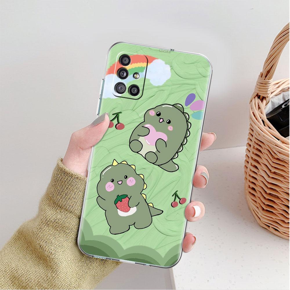 Clear Case For Samsung Galaxy A52 A12 A51 A32 A21s A71 A32 A22 50 A70 A31 A72 5G Phone Cover Dinosaur Cartoon