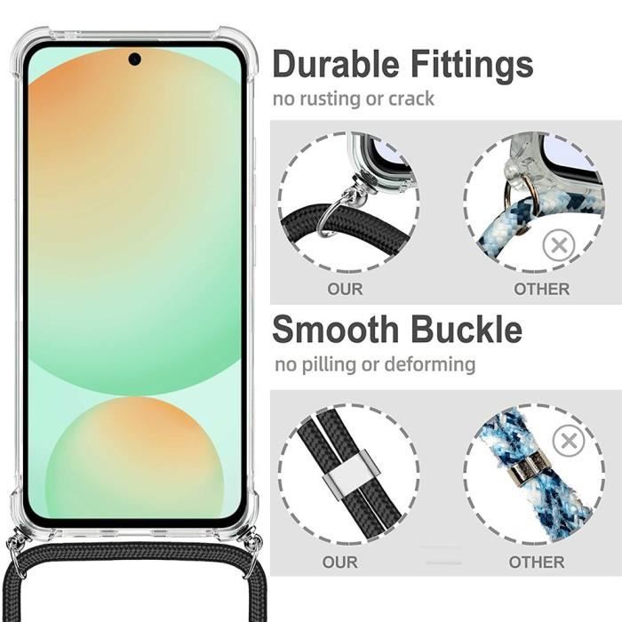 Crossbody Case for Samsung Galaxy S24 FE (not for S24) Reinforced Shockproof Protection - Black