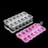 12-Grid Transparent Nail Art Rhinestone Storage Box with Independent Lids for Pearls and Beads