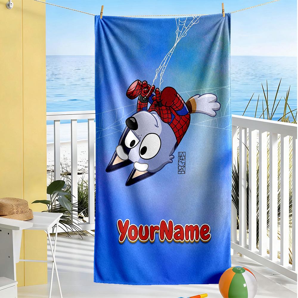 Bluey Personalized Text Beach Towel High Absorbency & Quick-Dry