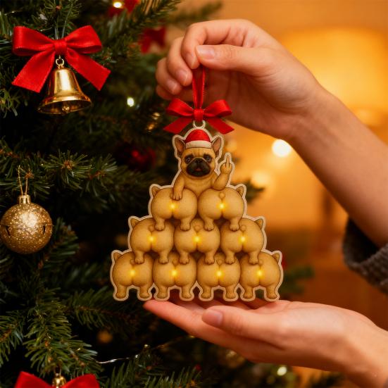 1/2/3/4 шт. Рождественское акриловое украшение в виде бульдога, подвеска, зеркало заднего вида автомобиля, рождественская елка