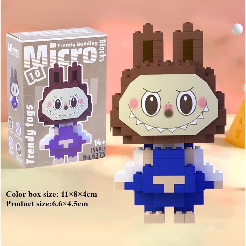 Лабубу мелкий строительный блок, совместимый со строительным блоком Lego, собранный строительный блок Лабубу, детская развивающая игрушка, украшение