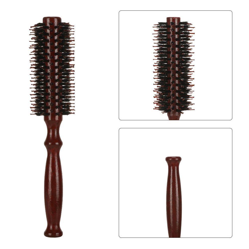 Portable Handle Wooden Hairbrush Boar Bristle Round Brush Round Hair Brush Styling Brush