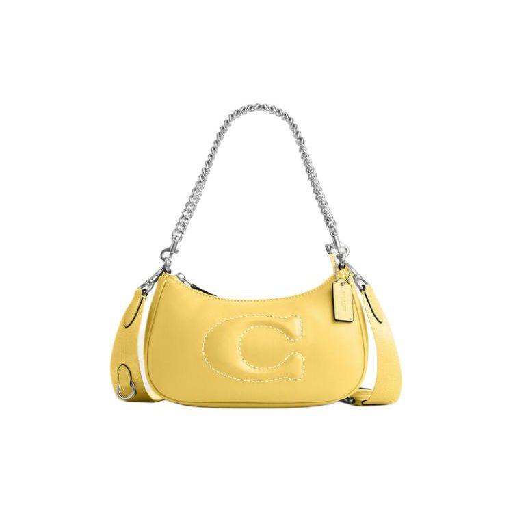 Coach Teri 24 Solid Color Large Logo Quilted Multi-Functional Pocket Zipper Closure Leather Tote Bag Women tote bag Vintage-Yellow CJ608-SVS9V