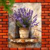 Винтажная лавандовая металлическая жестяная табличка - Цветочный настенный декор с деревенским дизайном горшка и лейки, Легко повесить, Идеально для домашнего декора, 2