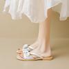 Weiwei Girl 168-23 Flat Slippers Women Wear Bows Beach Vacation Sandals Fairy Wind Large Size Women's Shoes