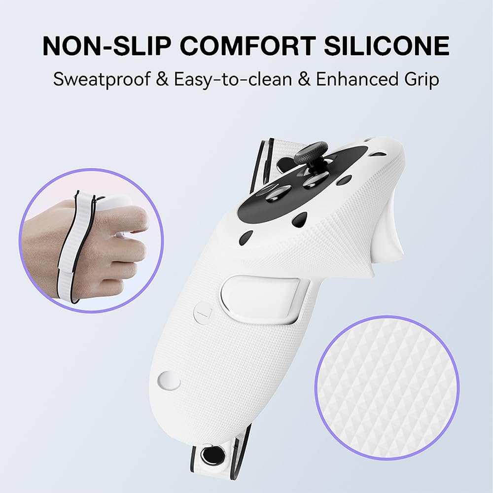 Силиконовый чехол для Meta Quest 3S, силиконовый чехол для 2-х контроллеров, защитная крышка для очков виртуальной реальности, защитная маска для глаз, салфетка для чистки чехла для 2-х кнопок