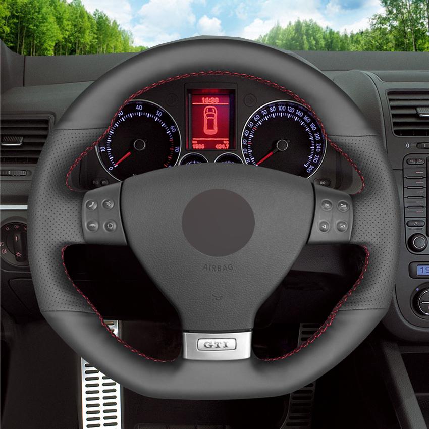 Черный чехол на руль из искусственной кожи для Volkswagen VW Golf GTI 5 (В) Гольф R32 Сирокко Тигуан