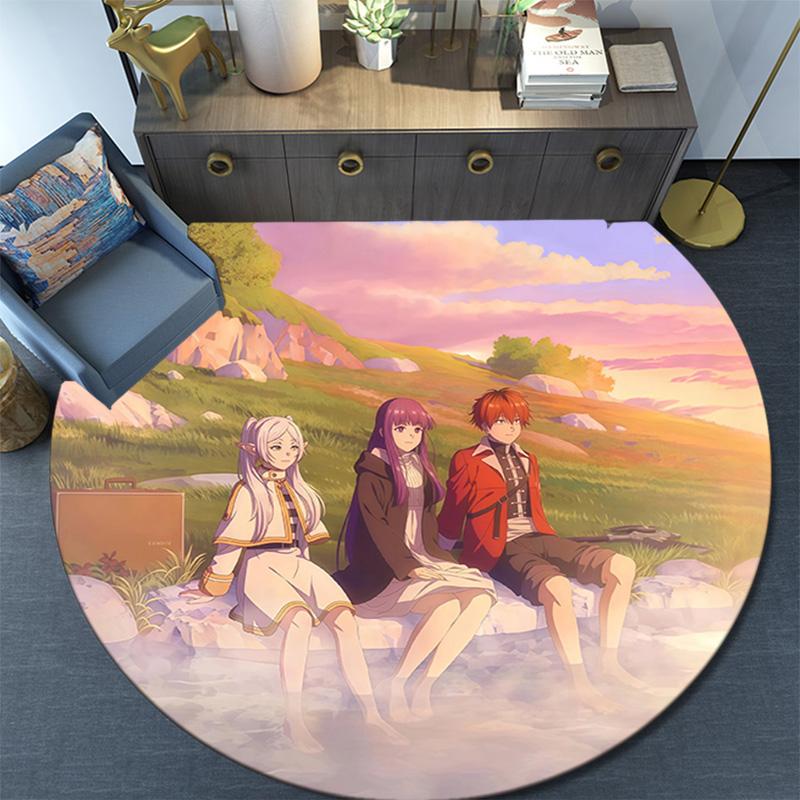 Frieren Round Area Rug,Carpet Rug for Living Room Bedroom Sofa Playroom Decor,Non-slip Floor Mat