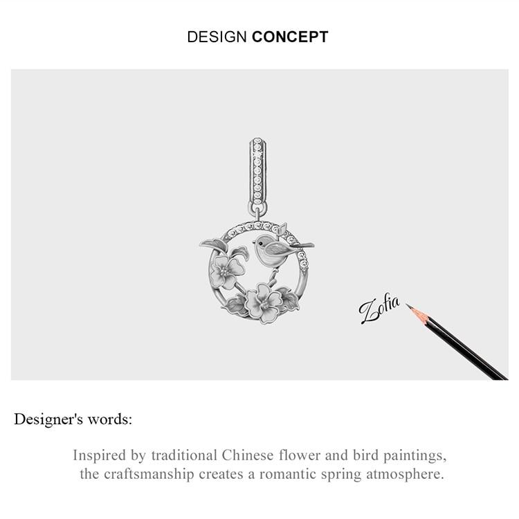 WOSTU Разноцветные птицы, цветы, листья, подвеска с фианитом, весенняя подвеска, подходит для оригинального браслета, ювелирные аксессуары, изготовление своими руками
