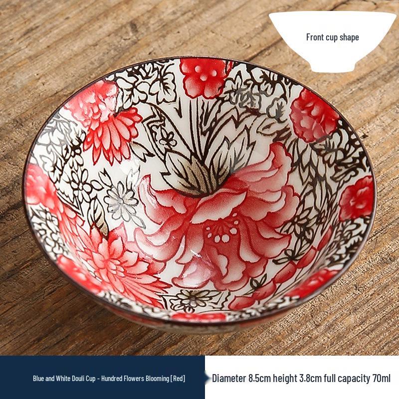 Двухцветная сине-белая фарфоровая чашка доули - Керамическая чашка мастера кунг-фу, Японская дегустационная чаша, Одинарная чайная чашка.